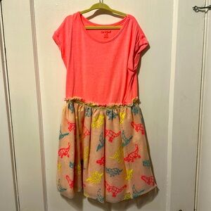 Cat & Jack Neon dinosaur dress, size 7/8